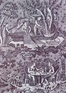 Copperplate Printed Prints: Plaisir de l ete(Pleasure of Summer) (Furnishing Fabric), France, c. 1820