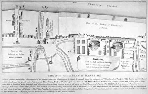 Bankside Gallery: Plan of Bankside, Southwark, London, c1570