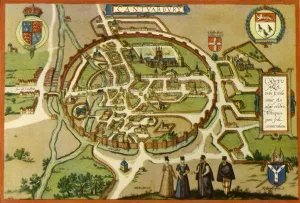 Plan Prints: Plan of Canterbury in the Sixteenth Century, (1943). Creator: Frans Hogenberg