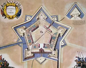Turin Gallery: Plan of the citadel of Turin in 1664