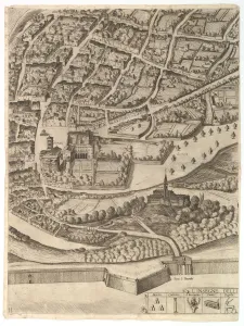 Tempesta Prints: Plan of the City of Rome. Part 11 with the San Pancrazio (left bank), 1645