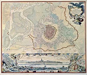 Vienna Gallery: Plan of the city of Vienna following an engraving of 1720