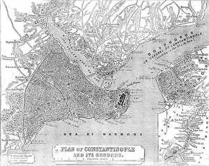 Strait Prints: Plan of Constantinople and its Suburbs, 1856. Creator: John Dower