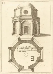 Jerusalem Israel Gallery: Plan and Elevation of the Church of the Ascension, 1619. Creator: Jacques Callot