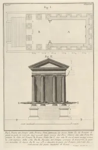 Plan Prints: Plan and facade of the Temple of Fortuna Virilis (Tempio della Fortuna Virile)