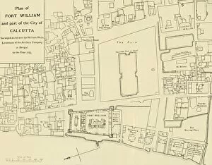 Plan of Fort William and part of the City of Calcutta, 1925. Creator: Unknown