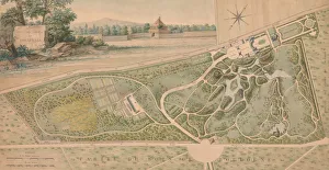Pen And Black Ink Prints: Plan for the Garden of the Chateau de Bagatelle, 1817. Creator: Pierre Lapie