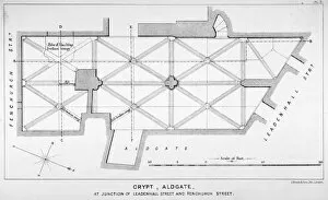 Crypt Gallery: Plan of the groining for St Michaels Crypt, Aldgate Street, London, c1830(?). Artist