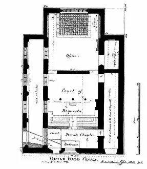 A plan of Guildhall Chapel, King Street, Cheapside, London, 1819 (1886).Artist: William Griggs