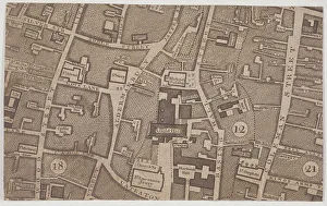 Rocque Prints: Plan of Guildhall and the neighbourhood around Guildhall, London, 1747