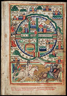 Biblical Places Collection: Plan of Jerusalem. Psalter fragment, ca 1200. Artist: Anonymous