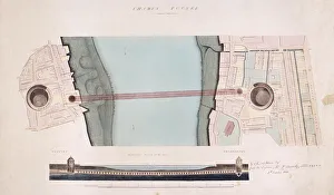 Plan and longitudinal section of the Thames Tunnel, London, 1842