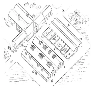 Farm Building Prints: Plan of New Farm Buildings at Shirburn, Oxon. 1857. Creator: Unknown