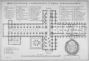 J Harris Prints: Plan of the old St Pauls Cathedral, City of London, 1657. Artist: J Harris