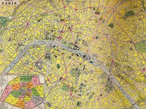 Geographical Magazine Prints: Plan of Paris - Central District of the City of Light, c1930s