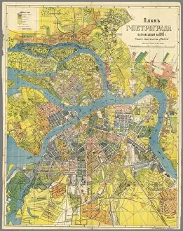 Petrograd Gallery: Plan of Petrograd, 1915. Creator: Anonymous master
