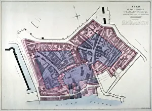 Plan of a proposal to construct a dock on the site of St Katharines Hospital, London, c1825