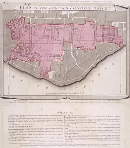 Plan for the proposed London Docks, Stepney, 1799