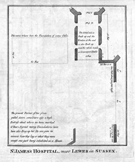 Alexander Hogg Collection: Plan of St Jamess Hospital near Lewes in Sussex, late 18th-early 19th century