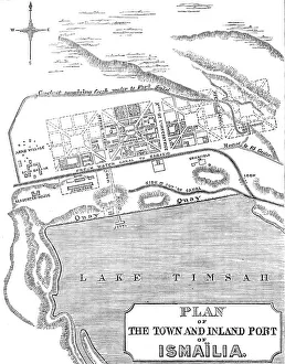 Drinking Water Prints: Plan of the town and inland port of Ismaïlia, 1869. Creator: Unknown