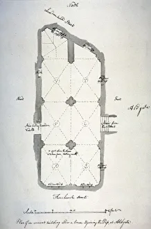 Crypt Prints: Plan of vaulting in St Michaels Crypt, Aldgate, London, 1784. Artist: John Carter