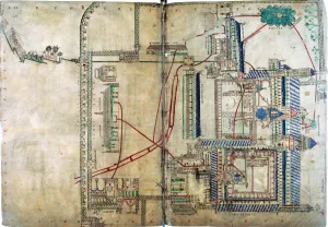 Plan Prints: Plan of the water supply system to Canterbury Cathedral, c1150