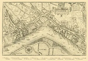 Norden Prints: Plan of Westminster. (From Nordens Survey, taken in Queen Elizabeths Reign, 1593), (1881)