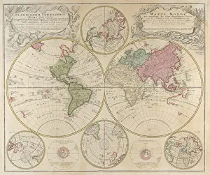 Equator Prints: Planiglobii Terrestris Mappa Universalis... 1746. Creator: Johann Baptista Homann