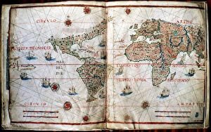 Images Dated 8th March 2013: Planisphere of the work Summa of Cosmographia, 1545, by Pedro de Medina