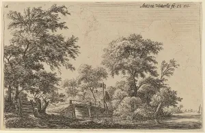 Plank Prints: Planks Attached to Four Trees. Creator: Anthonie Waterloo