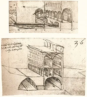 Jean Paul Prints: Two plans for canals in a town, c1472-c1519 (1883). Artist: Leonardo da Vinci
