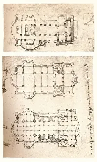 Jean Paul Prints: Two plans of churches, c1472-c1519 (1883). Artist: Leonardo da Vinci