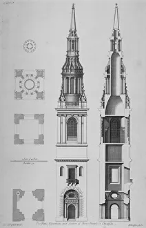 Colin Prints: Plans, elevations and section of the Church of St Mary-le-Bow