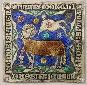 Basse Taille Gallery: Plaque with Agnus Dei, Catalan, 14th century. Creator: Unknown