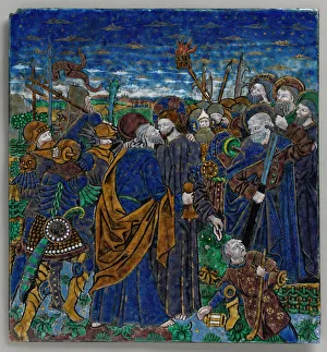 Enamel Prints: Plaque with The Betrayal of Christ, French, 15th century. Creator: Monvaerni