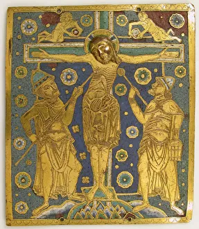 Longinus Prints: Plaque with the Crucifixion between Longinus and Stephaton and Personifications
