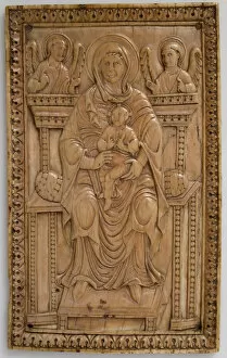 Carlovingian Gallery: Plaque with Enthroned Virgin and Child, Carolingian, 850-875. Creator: Unknown