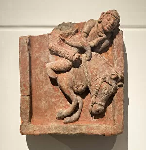 Uttar Pradesh Gallery: Plaque with Galloping Horse and Rider, Gupta period, 4th / 5th century. Creator: Unknown
