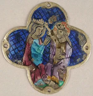 Basse Taille Gallery: Plaque with the Heavenly Coronation of the Virgin, Catalan, 14th century