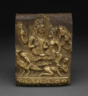 Rooster Gallery: Plaque with Local Deity Ghantakarna and Spouse, c. 1600. Creator: Unknown
