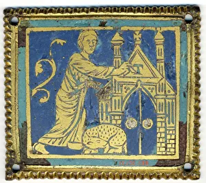 Haggada Prints: Plaque with Marking of the Door with the Letter Tau, German, ca. 1200. Creator: Unknown