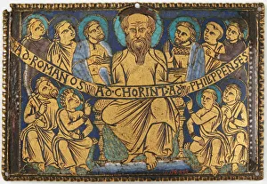 Epistle Prints: Plaque with Saint Paul and His Disciples, British (?), ca. 1160-80. Creator: Unknown