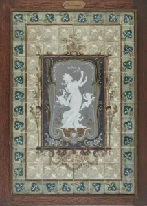Tile Prints: Plaque showing a woman and three cherubs