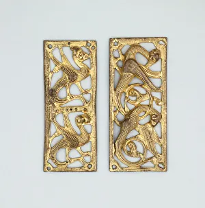Interlace Prints: Two Plaques with Interlaced Chimeras, Limoges, 1200 / 50. Creator: Unknown