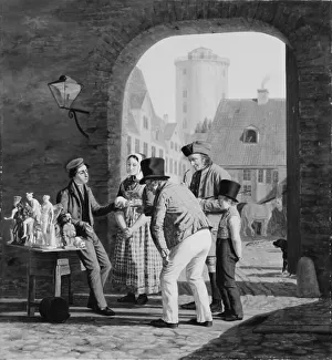 Plaster Cast Prints: A Plaster Cast Vendor. Copenhagen Street Scene, 1838. Creator: Julius Friedlaender