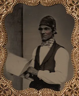 Builder Prints: Plasterer with Hawk and Trowel, 1860s-70s. Creator: Unknown