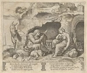 Die Master Of The Collection: Plate 1: Apuleius changed into a donkey, listening to the story told by the old woman, ... 1530-60