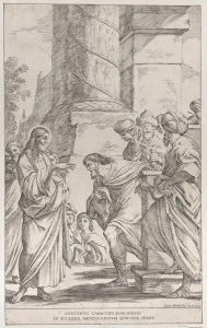 Bowing Gallery: Plate 1: the Calling of Saint Matthew, 1678. Creator: Giuseppe Maria Mitelli