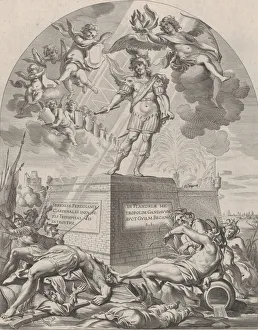 Rays Of Light Prints: Plate 1: Ferdinand as Mars, standing on a pedestal; from Guillielmus Becanus s