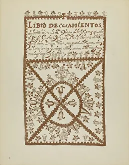 Screenprint Prints: Plate 1: Jemez Book of Marriages: From Portfolio Spanish Colonial Designs of New Mexico
